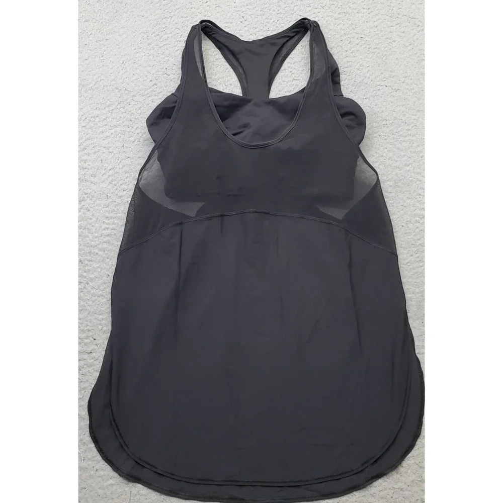 Lululemon Sculpt Tank Top Womens 4 Black Racerback Mesh Workout Gym Athletic Fit
